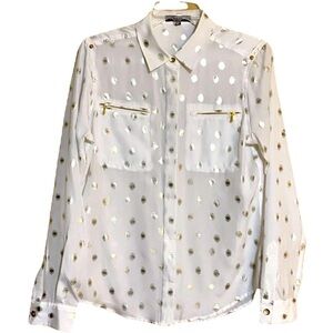 Velvet Heart Metallic Gold Polka Dot Blouse (Size S)